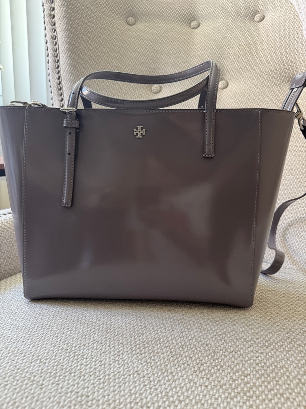 Tory Burch Dark Gray Tote with Crossbody Strap